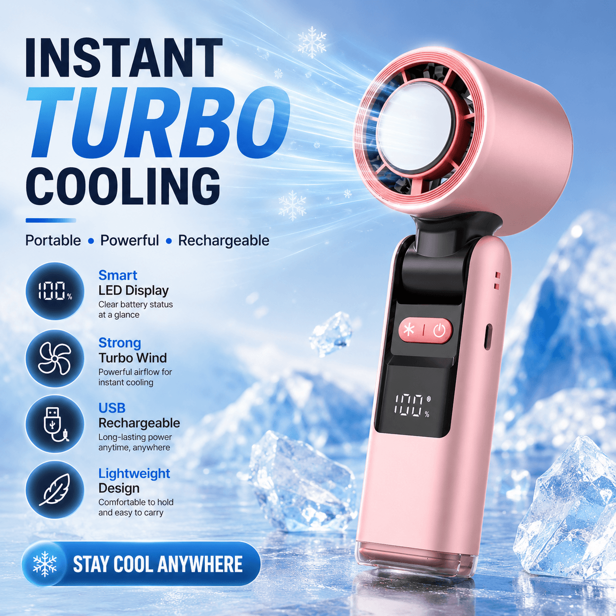 100-Speed Portable Turbo Fan