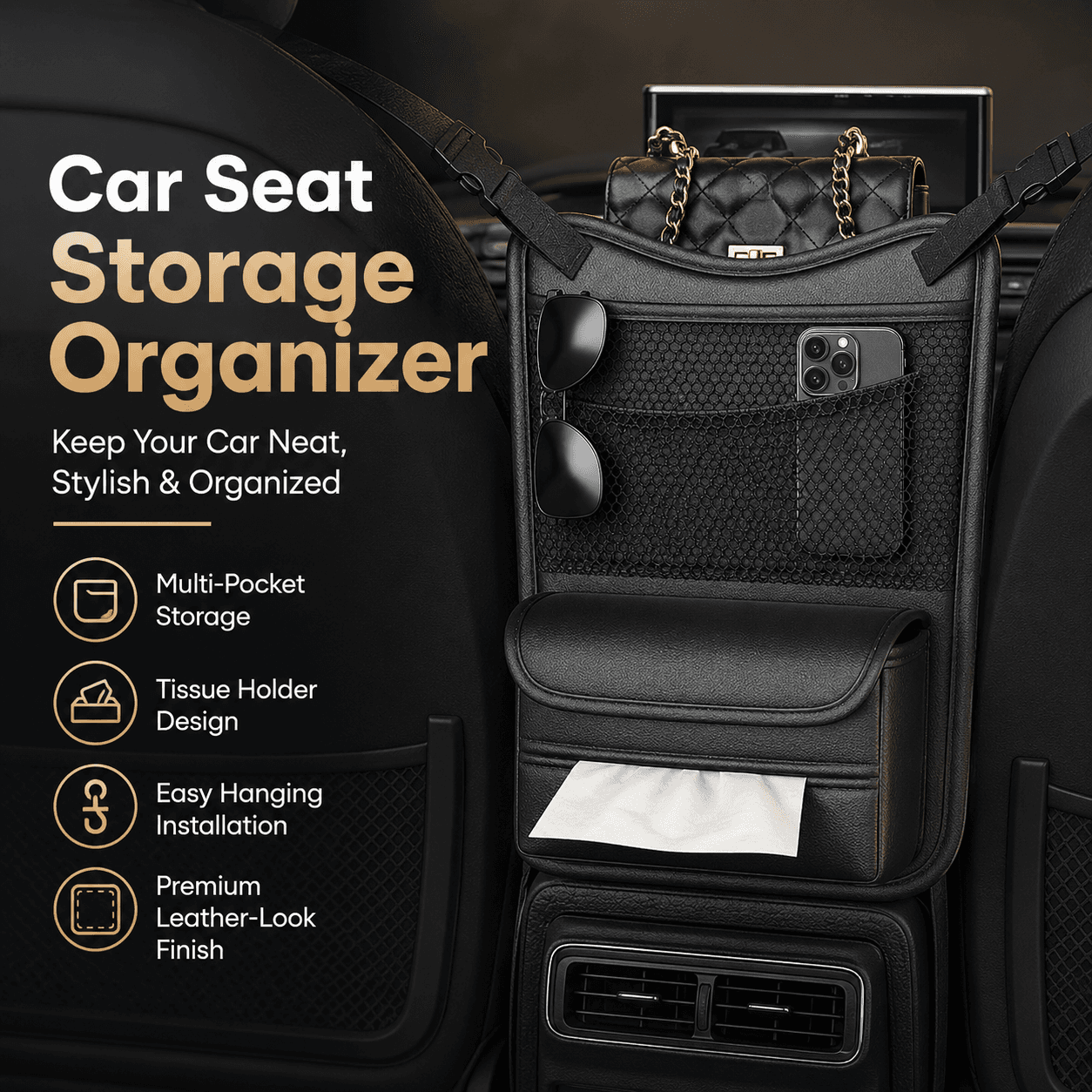 Multi-Function Car Seat Storage Hanging Bag