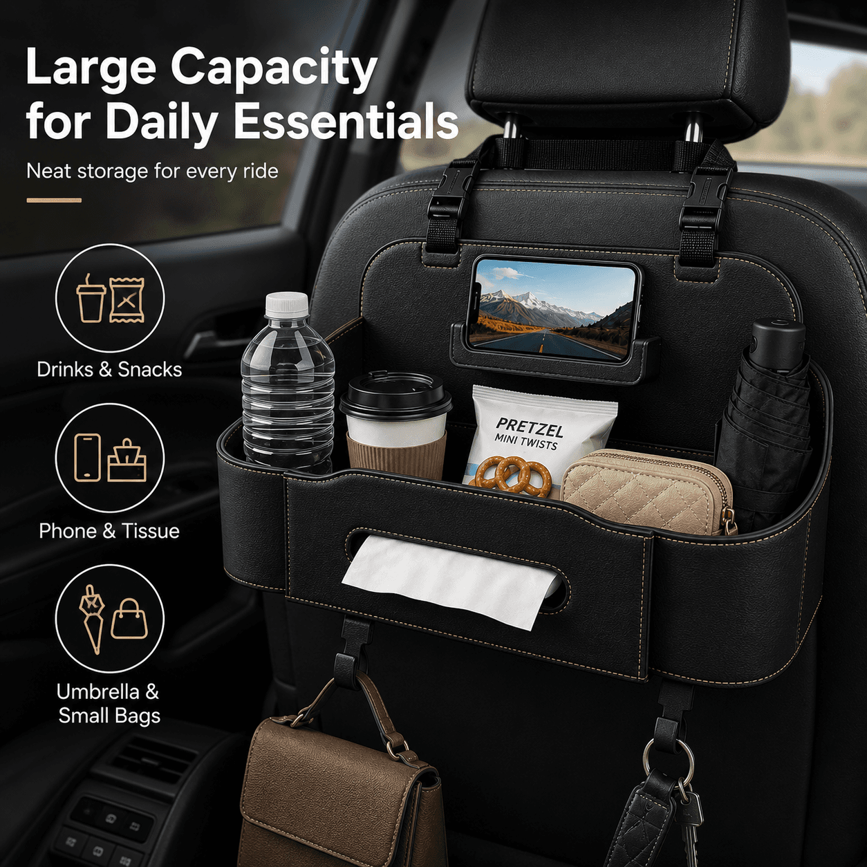 Minimalist Car Seat Back Storage Box
