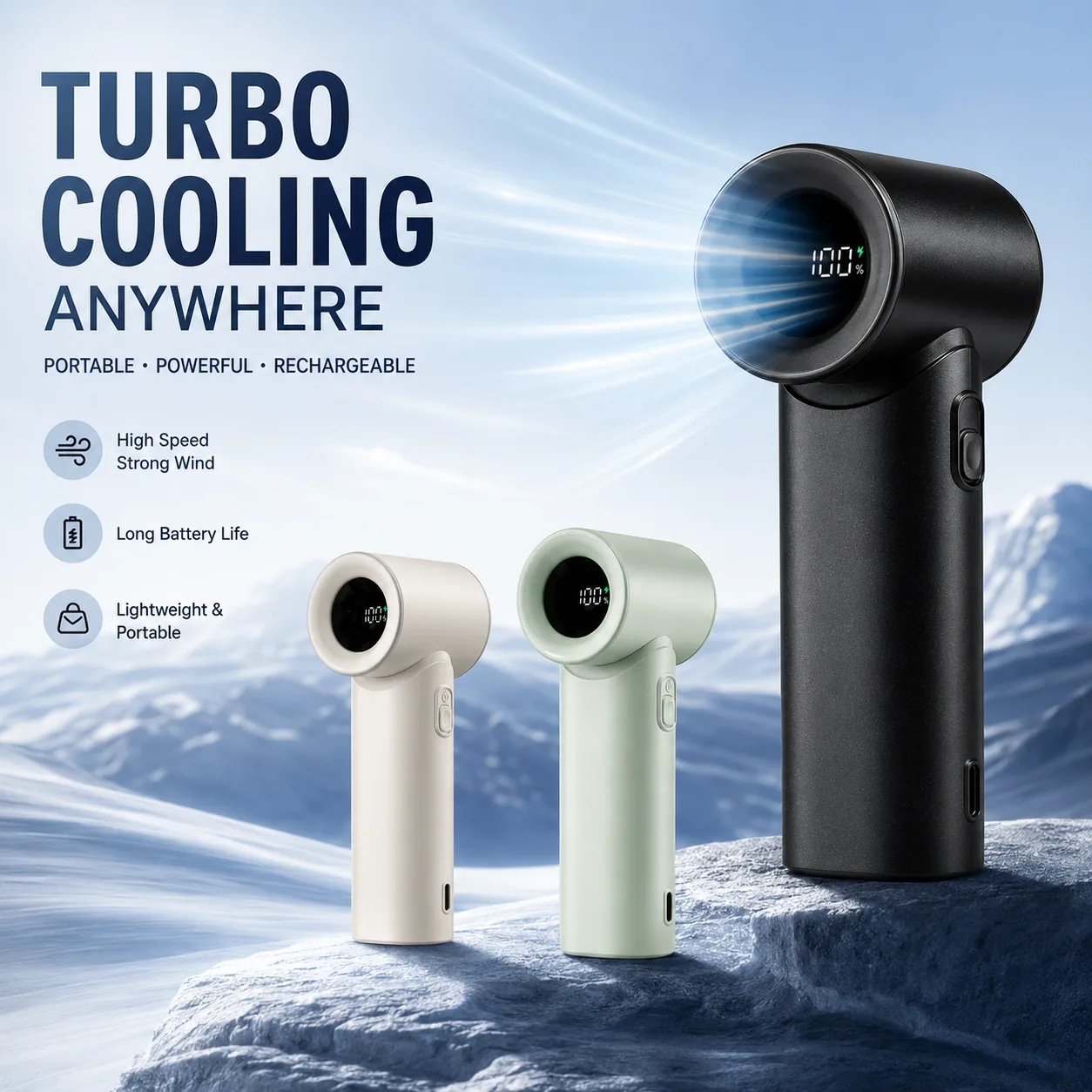 Portable High-Speed Turbo Handheld Fan