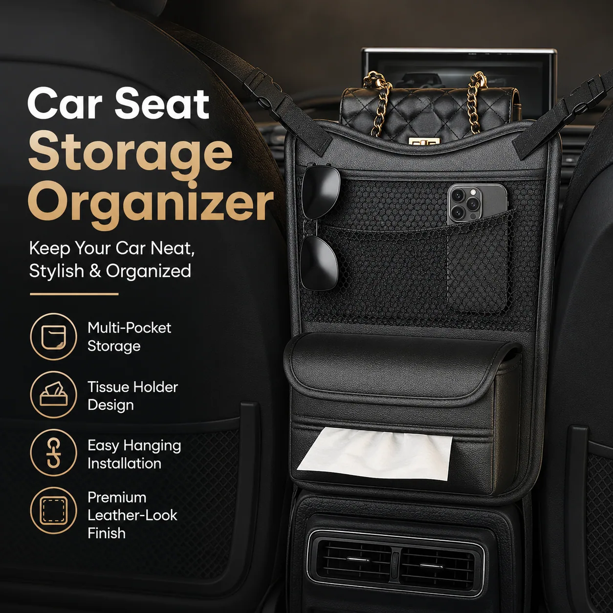 Multi-Function Car Seat Storage Hanging Bag
