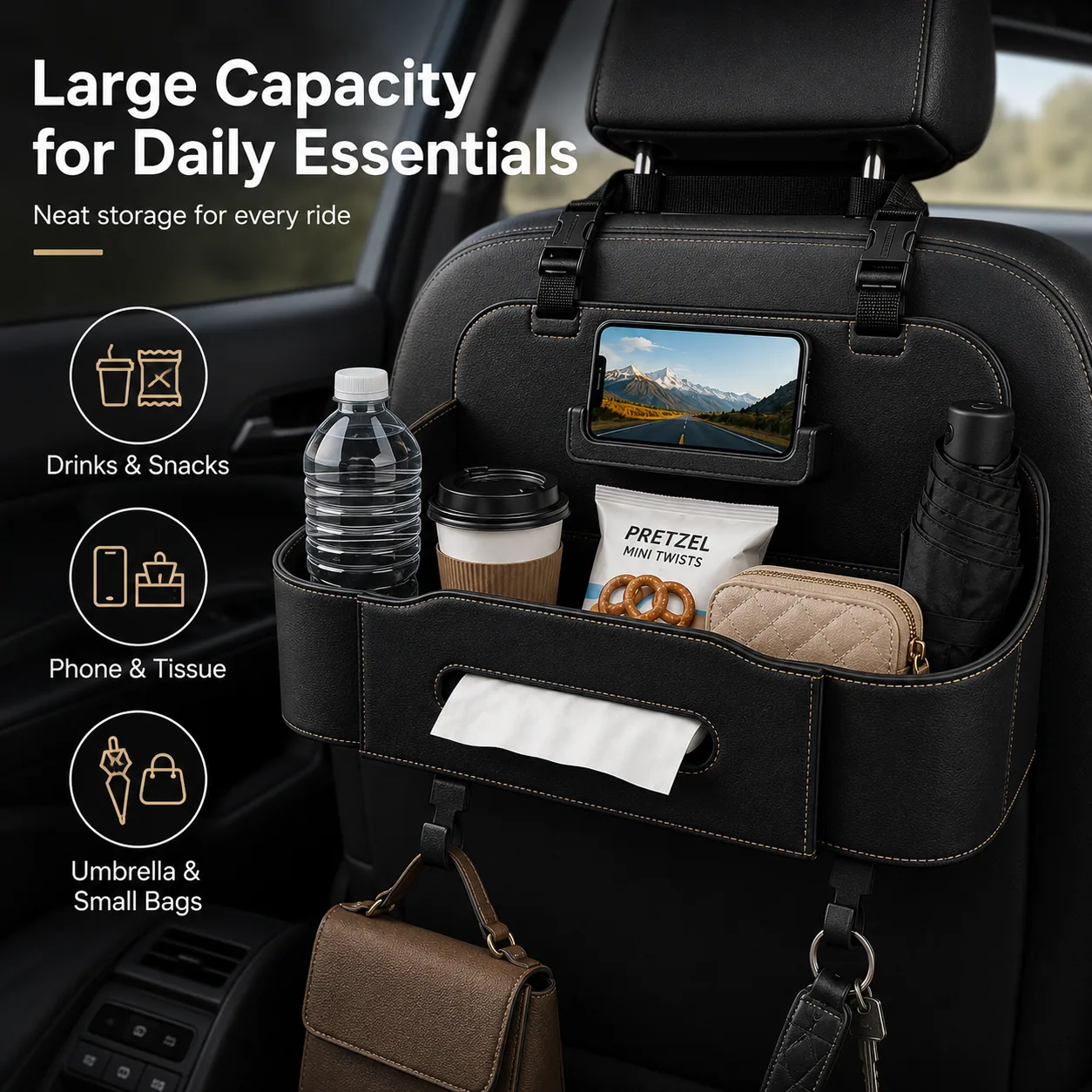 Minimalist Car Seat Back Storage Box